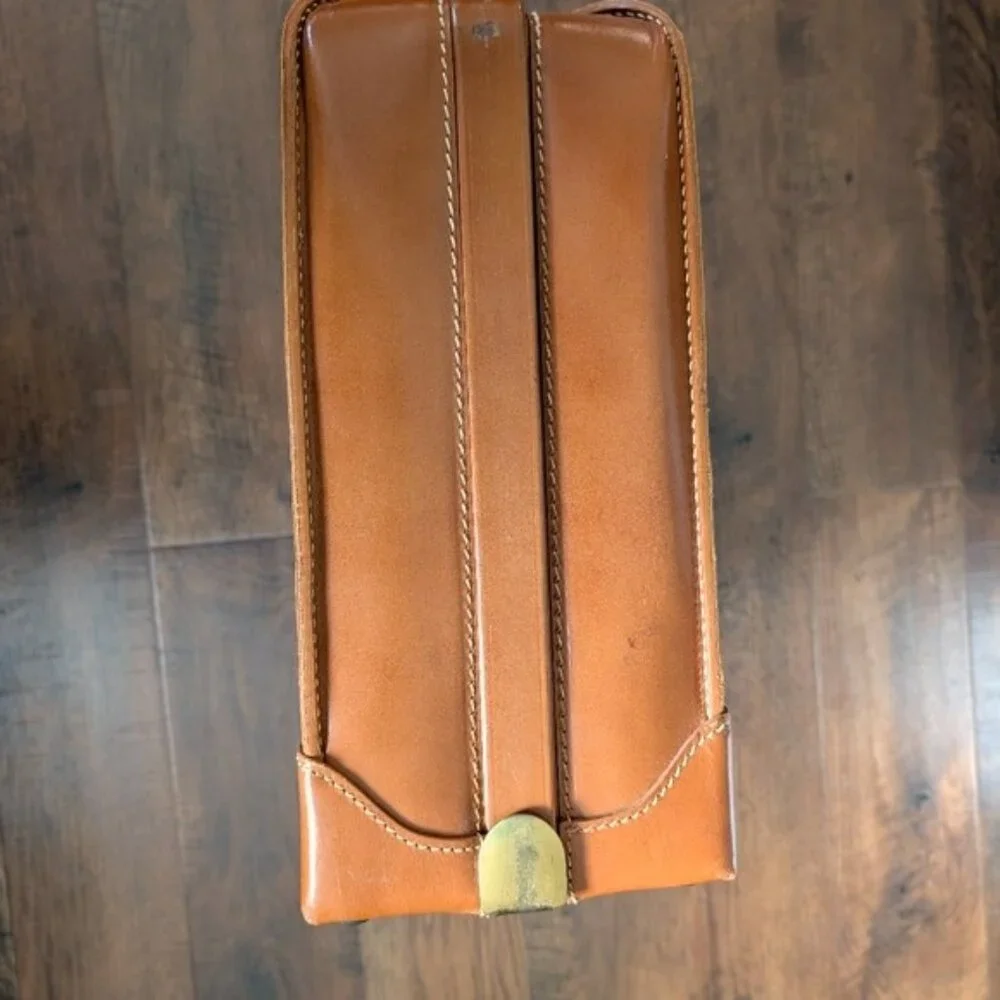 Vintage Lido New York Cowhide Leather Suitcase/Luggage/Retro Travel